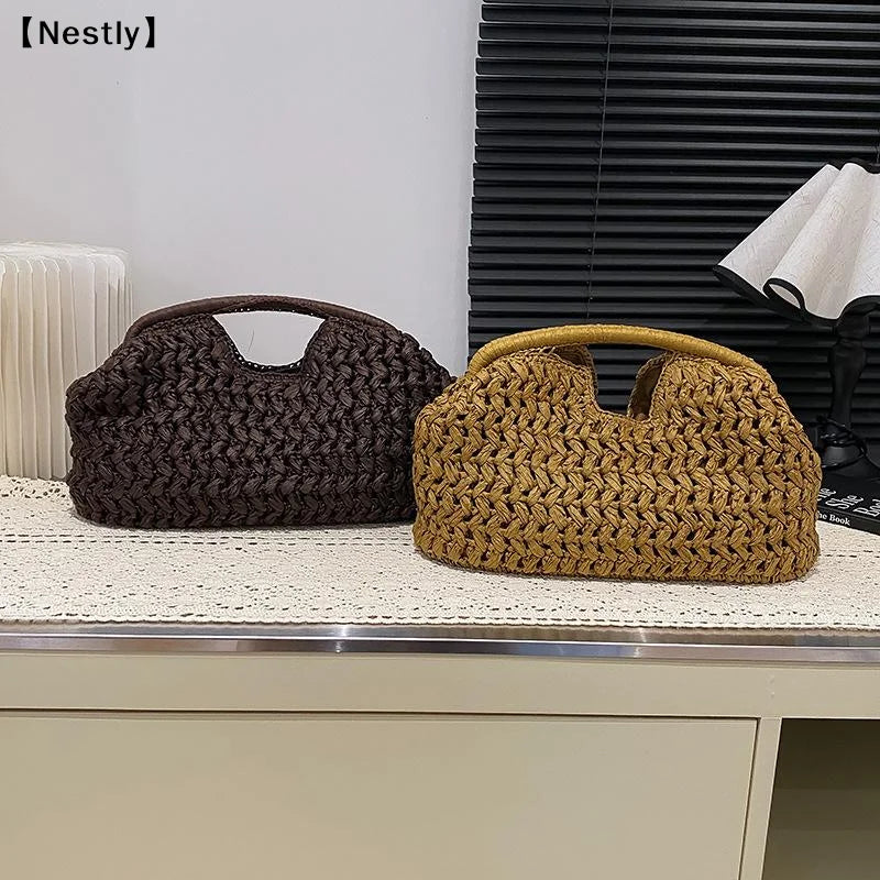 Elegant Woven Handbag Female Beach Straw Underarm Bag Versatile Exquisite Shoulder Bags Evening Bags For Women Gifts〔Nest〕